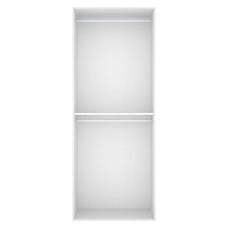 Guardaroba Grande Bianco Marrone Rovere un Ripiano Appendiabiti 45x205h cm, Cassetti - Ashebrook