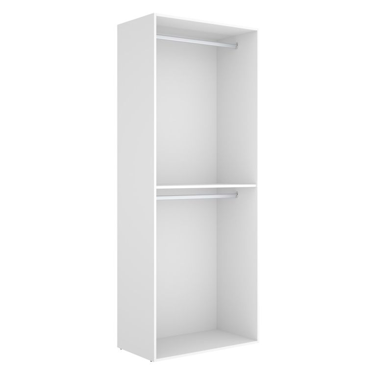 Guardaroba Grande Bianco Marrone Rovere un Ripiano Appendiabiti 45x205h cm, Cassetti - Ashebrook