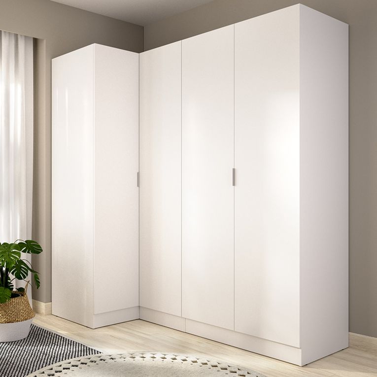 Guardaroba Grande Bianco Modulabile 5 Ripiani 91x184h cm, Appendiabiti - Woodbury