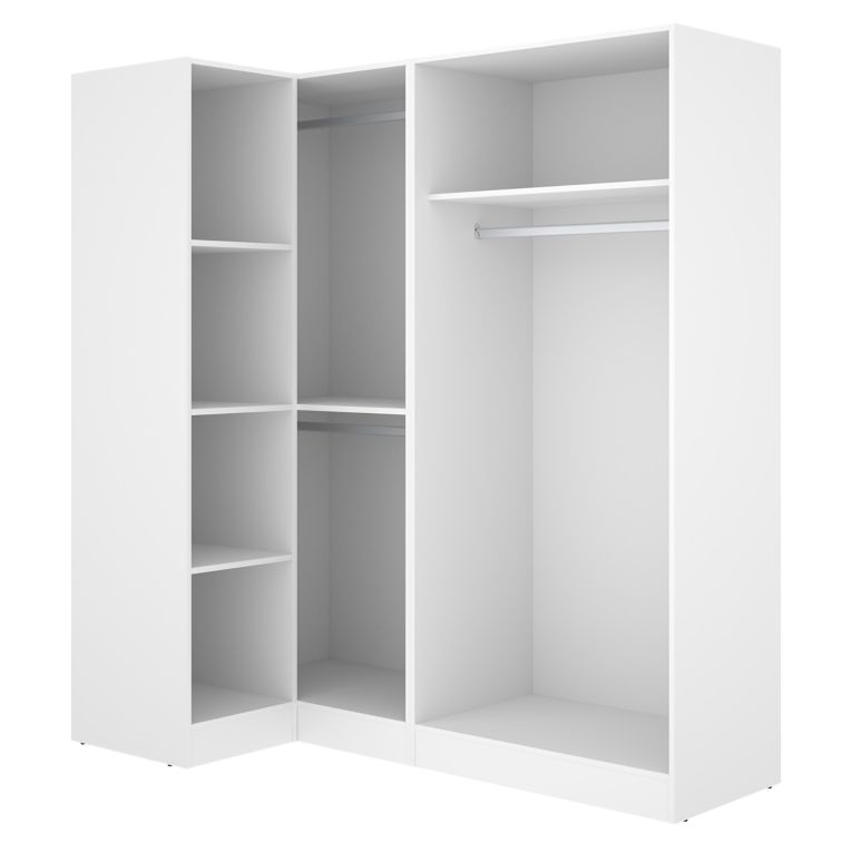 Guardaroba Grande Bianco Modulabile 5 Ripiani 91x184h cm, Appendiabiti - Woodbury