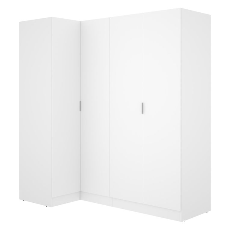 Guardaroba Grande Bianco Modulabile 5 Ripiani 91x184h cm, Appendiabiti - Woodbury