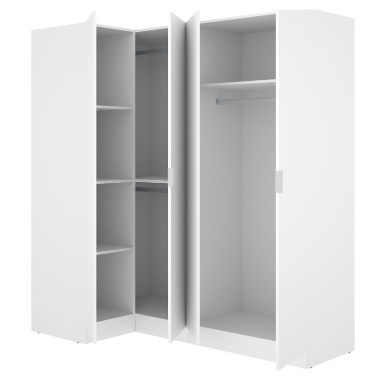 Guardaroba Grande Bianco Modulabile 5 Ripiani 91x184h cm, Appendiabiti - Woodbury