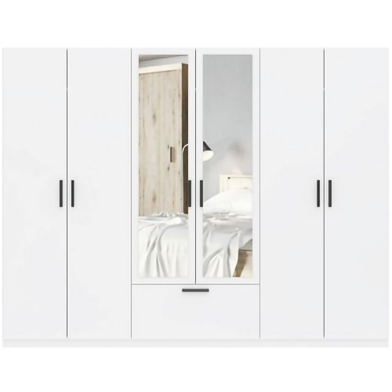 Guardaroba Grande Bianco Nero 3 Ripiani Appendiabiti 269x210h cm, un Cassetto - Letotava