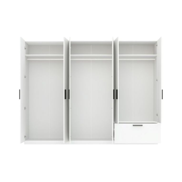 Guardaroba Grande Bianco Nero 3 Ripiani Appendiabiti 269x210h cm, un Cassetto - Letotava