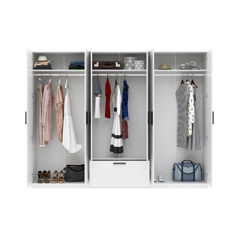 Guardaroba Grande Bianco Nero 3 Ripiani Appendiabiti 269x210h cm, un Cassetto - Letotava