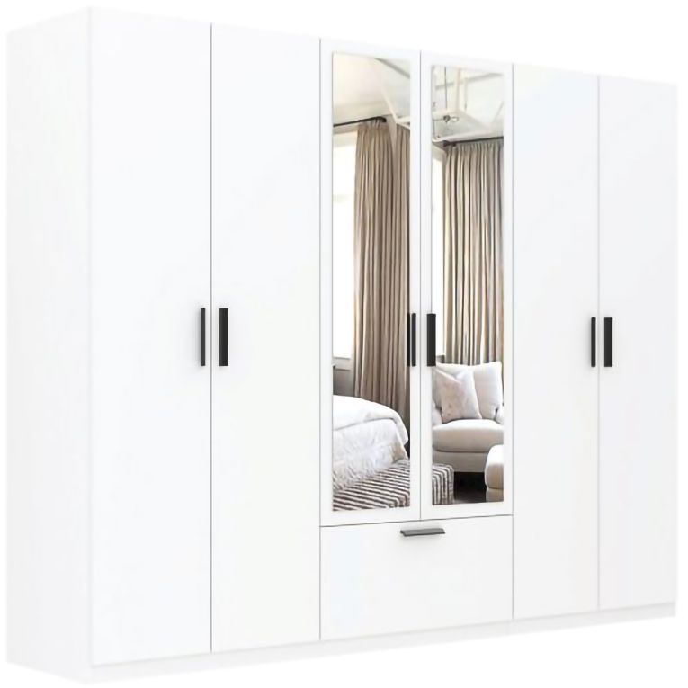 Guardaroba Grande Bianco Nero 3 Ripiani Appendiabiti 269x210h cm, un Cassetto - Letotava