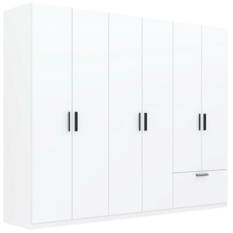 Guardaroba Grande Bianco Nero 3 Ripiani Appendiabiti 269x210h cm, un Cassetto - Libaha