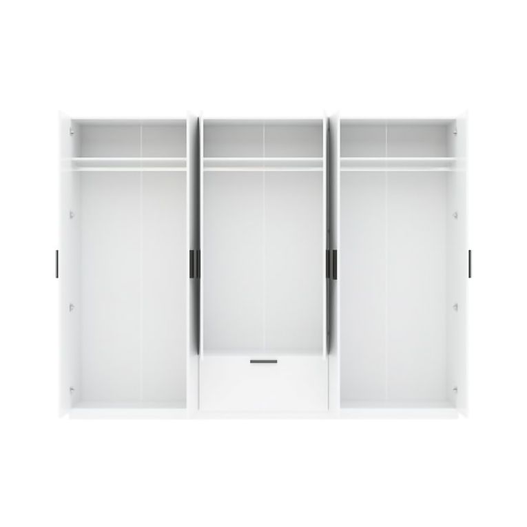 Guardaroba Grande Bianco Nero 3 Ripiani Appendiabiti 269x210h cm, un Cassetto - Libaha