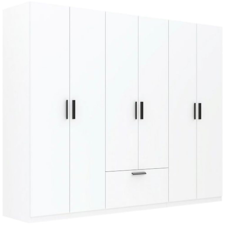 Guardaroba Grande Bianco Nero 3 Ripiani Appendiabiti 269x210h cm, un Cassetto - Libaha