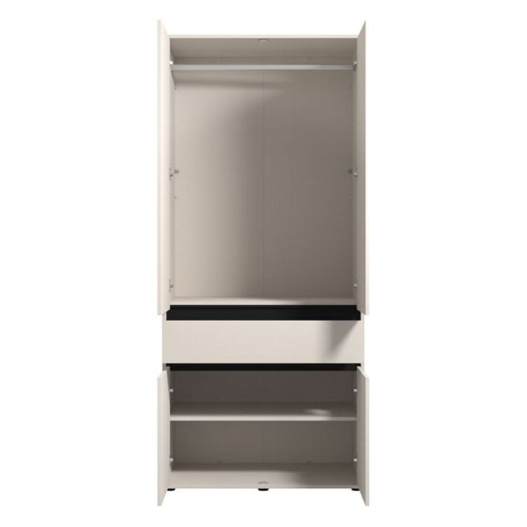 Guardaroba Grande Bianco Nero 3 Ripiani Appendiabiti 93x210.5h cm, Apertura Battente - Vimercati