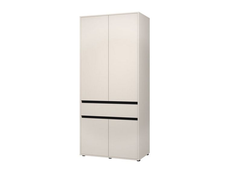 Guardaroba Grande Bianco Nero 3 Ripiani Appendiabiti 93x210.5h cm, Apertura Battente - Vimercati