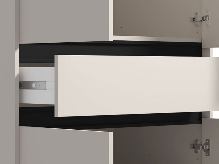 Guardaroba Grande Bianco Nero 3 Ripiani Appendiabiti 93x210.5h cm, Apertura Battente - Vimercati