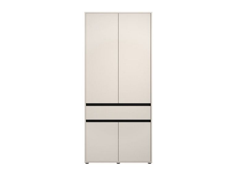 Guardaroba Grande Bianco Nero 3 Ripiani Appendiabiti 93x210.5h cm, Apertura Battente - Vimercati