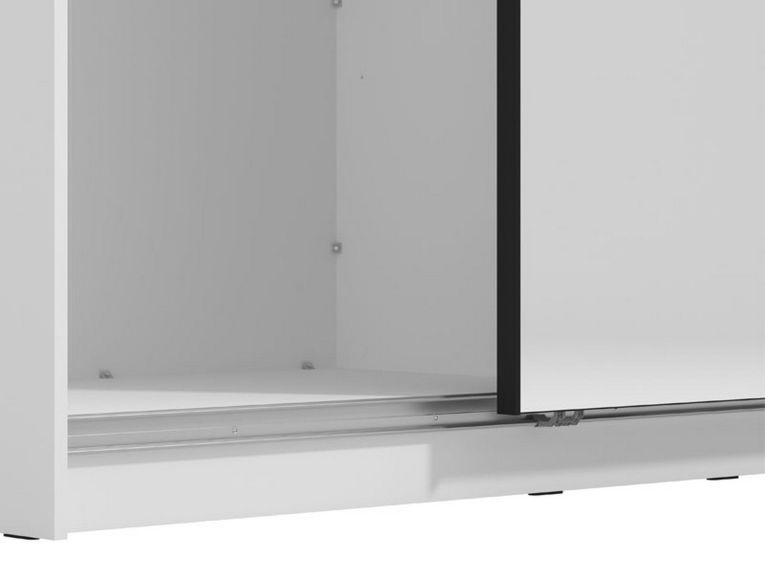 Guardaroba Grande Bianco Nero Appendiabiti 5 Ripiani 179x210h cm, 2 Ante - Verzino