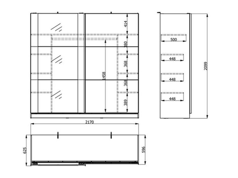 Guardaroba Grande Bianco Nero Appendiabiti 8 Ripiani 217x210h cm, 2 Ante - Prela