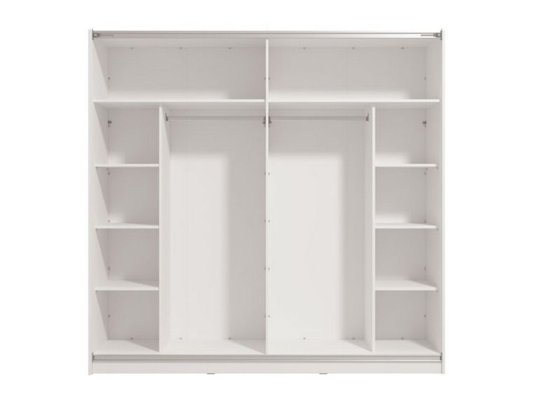 Guardaroba Grande Bianco Nero Appendiabiti 8 Ripiani 217x210h cm, 2 Ante - Prela