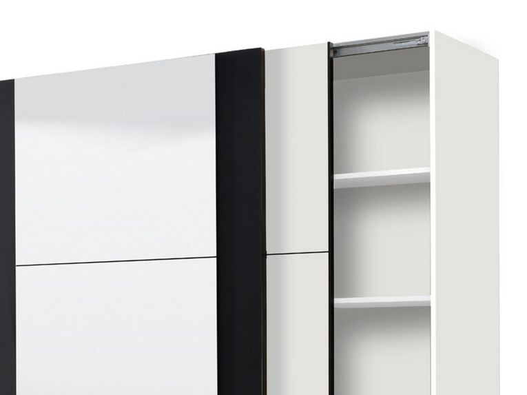 Guardaroba Grande Bianco Nero Appendiabiti 8 Ripiani 217x210h cm, 2 Ante - Prela