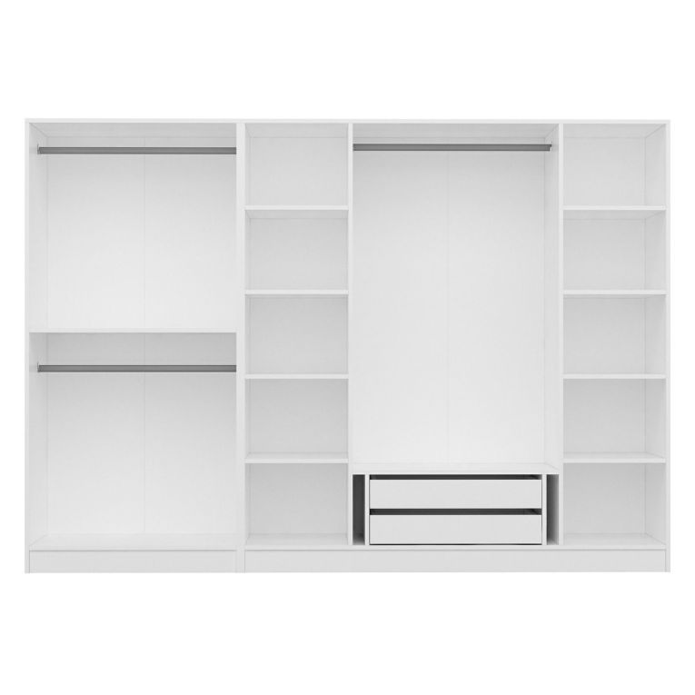 Guardaroba Grande Bianco Nero Fume Appendiabiti 10 Ripiani 270x210h cm, Apertura Battente - Roviano