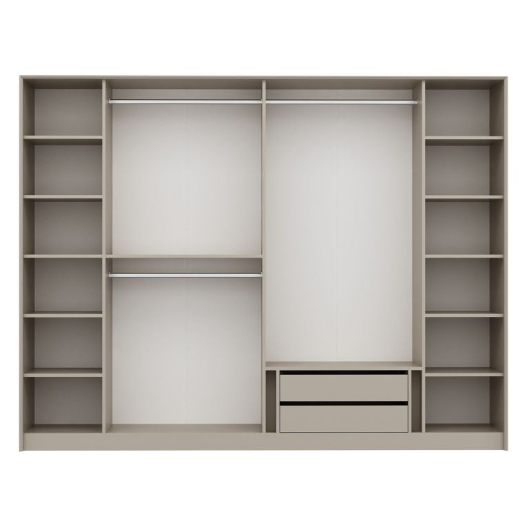 Guardaroba Grande Bianco Nero Fume Appendiabiti 12 Ripiani 274x210h cm, Apertura Battente - Gavi