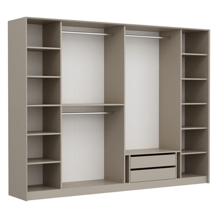 Guardaroba Grande Bianco Nero Fume Appendiabiti 12 Ripiani 274x210h cm, Apertura Battente - Gavi