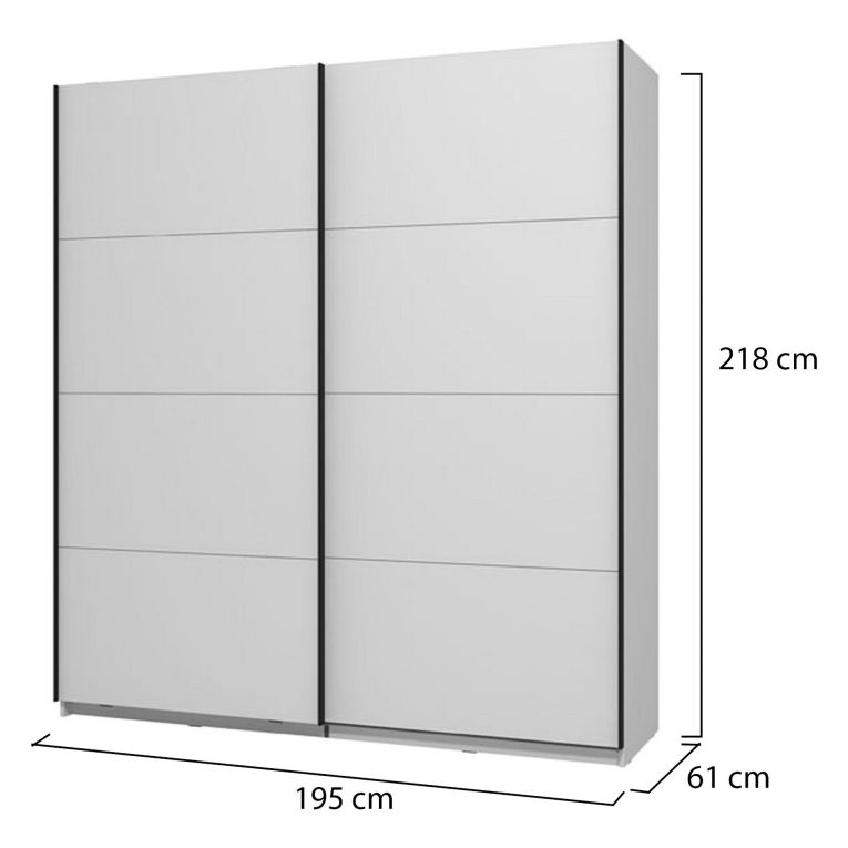 Guardaroba Grande Bianco Opaco 2 Ripiani Appendiabiti 195x218h cm, 2 Ante - Cariano