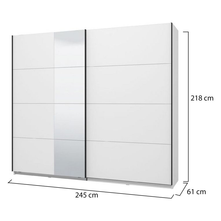Guardaroba Grande Bianco Opaco 2 Ripiani Appendiabiti 245x217.5h cm, 2 Ante - Resiutta
