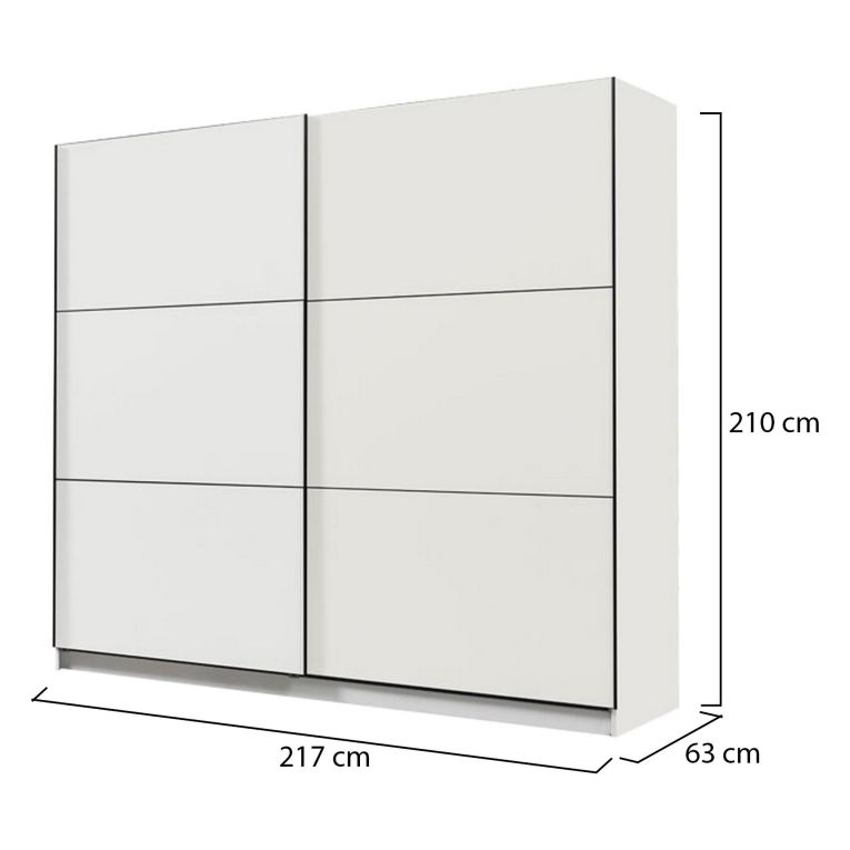 Guardaroba Grande Bianco Opaco 8 Ripiani Appendiabiti 217x210h cm, 2 Ante - Piateda