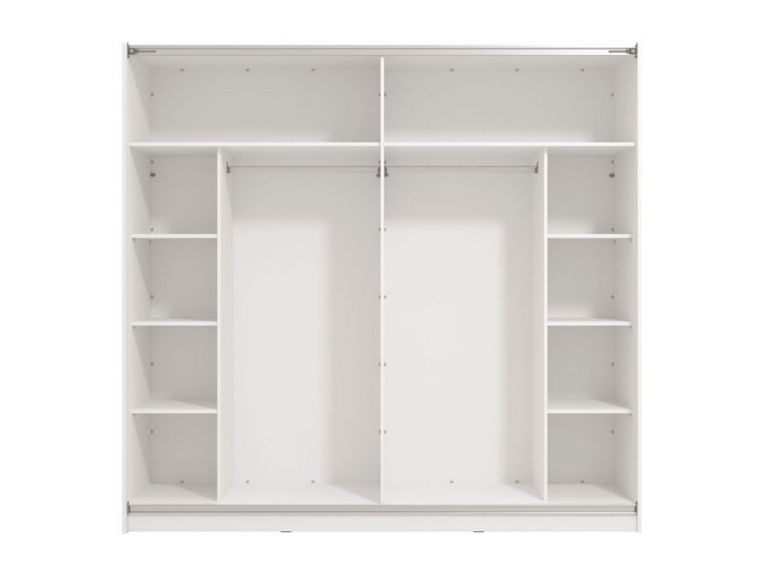 Guardaroba Grande Bianco Opaco 8 Ripiani Appendiabiti 217x210h cm, 2 Ante - Piateda