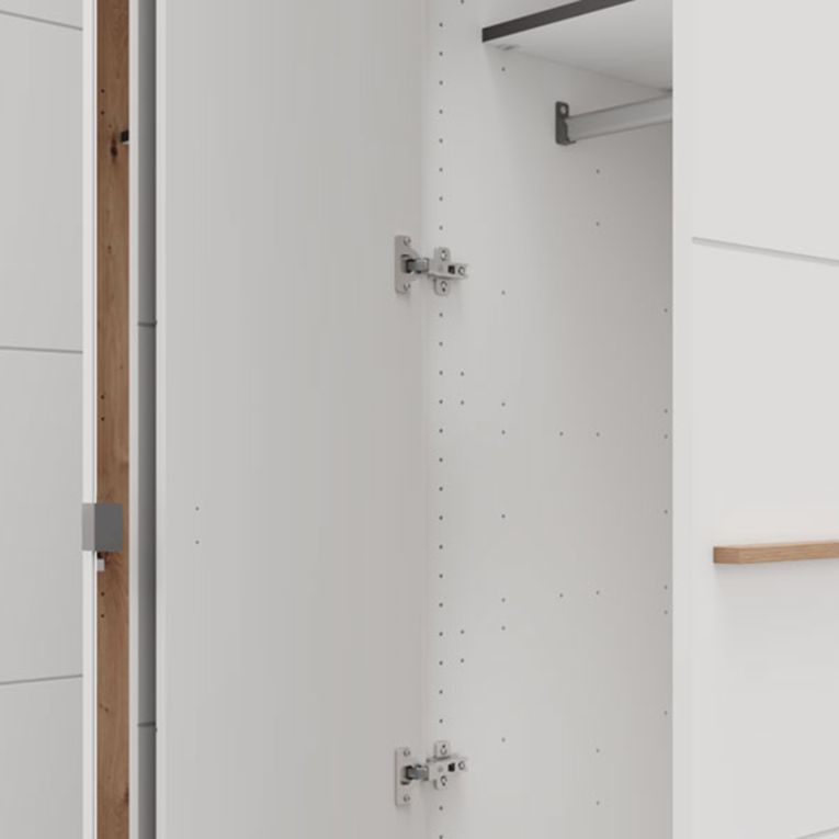 Guardaroba Grande Bianco Opaco Marrone Rovere Appendiabiti 5 Ripiani 194x208h cm, 8 Vani - Giseny