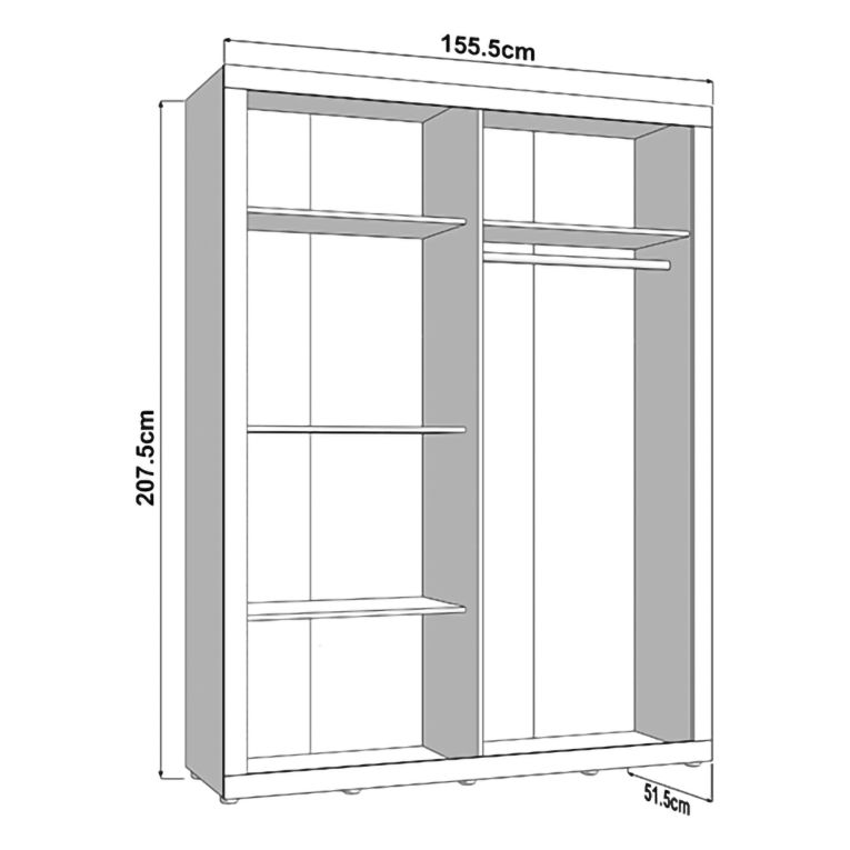 Guardaroba Grande Bianco Opaco Marrone Rovere Nodi Appendiabiti 4 Ripiani 156x208h cm, 6 Vani - Pushka