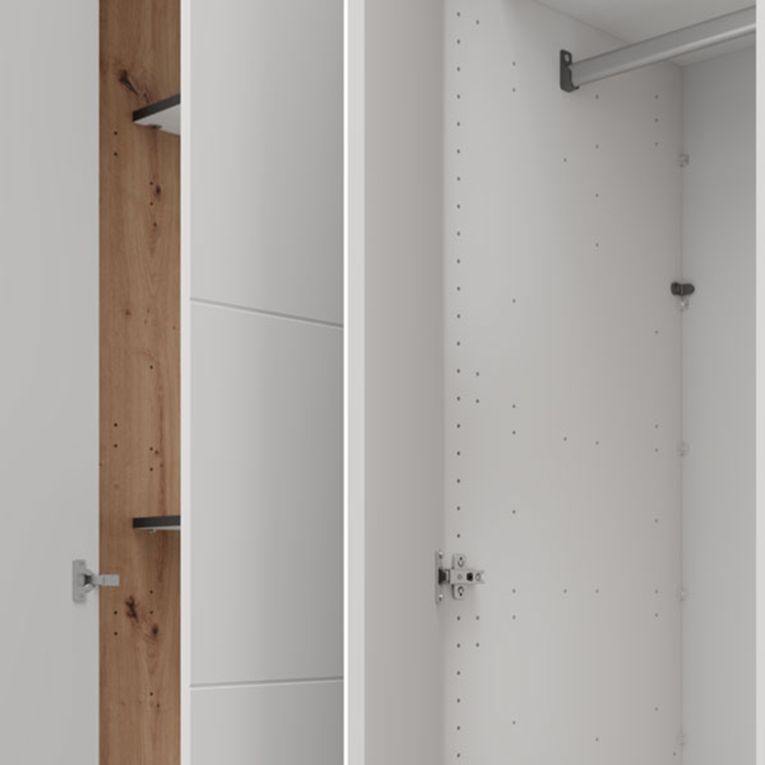Guardaroba Grande Bianco Opaco Marrone Rovere Nodi Appendiabiti 4 Ripiani 156x208h cm, 6 Vani - Pushka