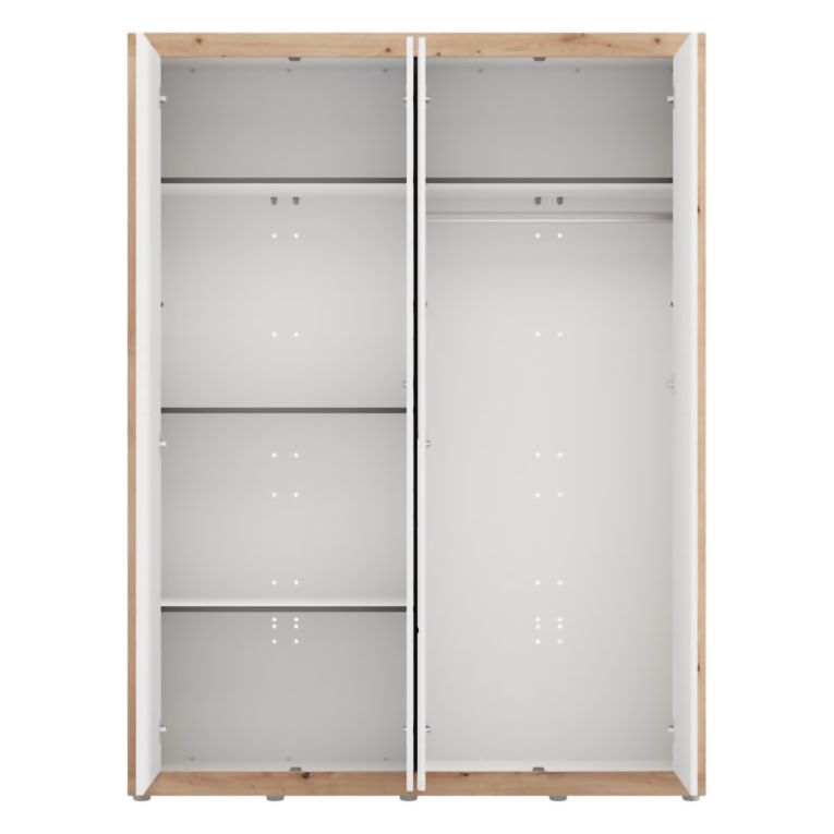 Guardaroba Grande Bianco Opaco Marrone Rovere Nodi Appendiabiti 4 Ripiani 156x208h cm, 6 Vani - Pushka