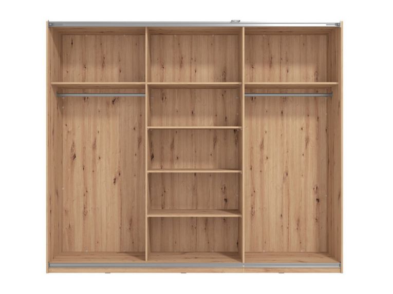 Guardaroba Grande Bianco Opaco Marrone Rovere Nodi Appendiabiti 6 Ripiani 262.5x224h cm, 3 Ante - Carasco