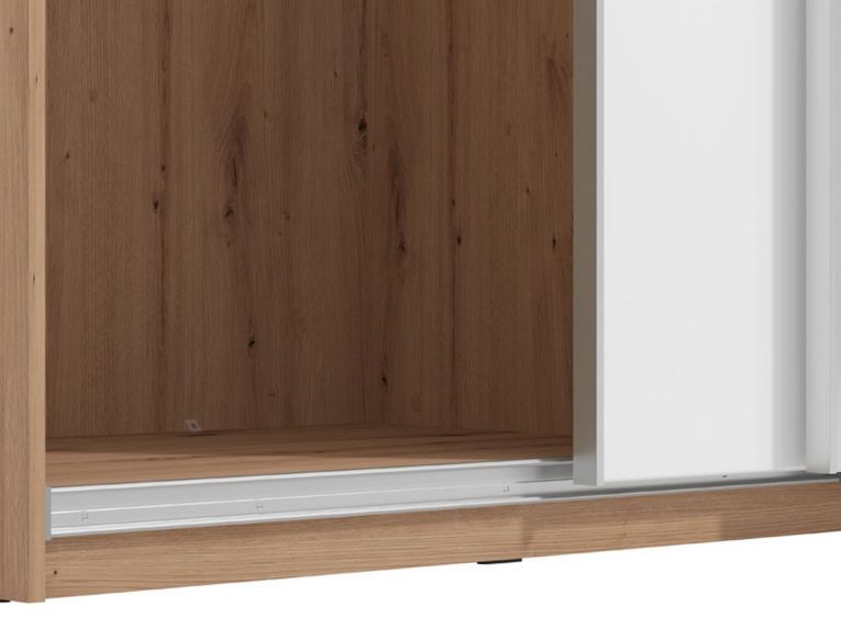Guardaroba Grande Bianco Opaco Marrone Rovere Nodi Appendiabiti 6 Ripiani 262.5x224h cm, 3 Ante - Carasco