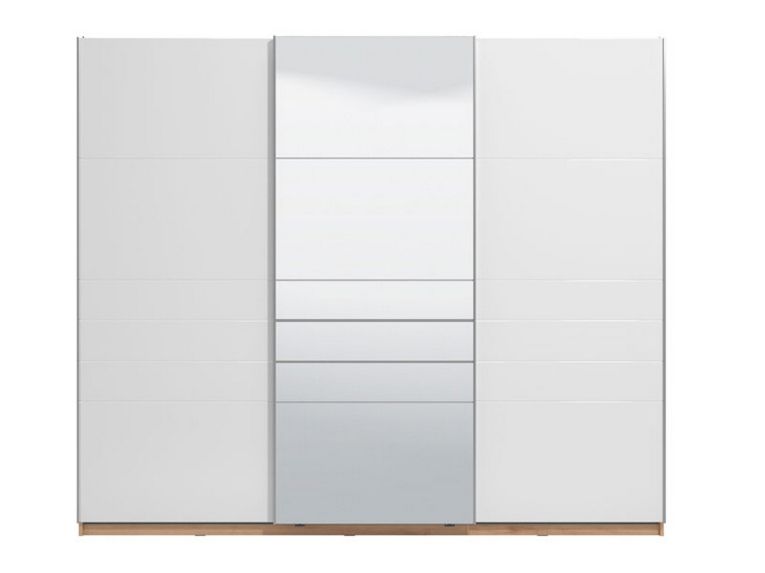 Guardaroba Grande Bianco Opaco Marrone Rovere Nodi Appendiabiti 6 Ripiani 262.5x224h cm, 3 Ante - Carasco