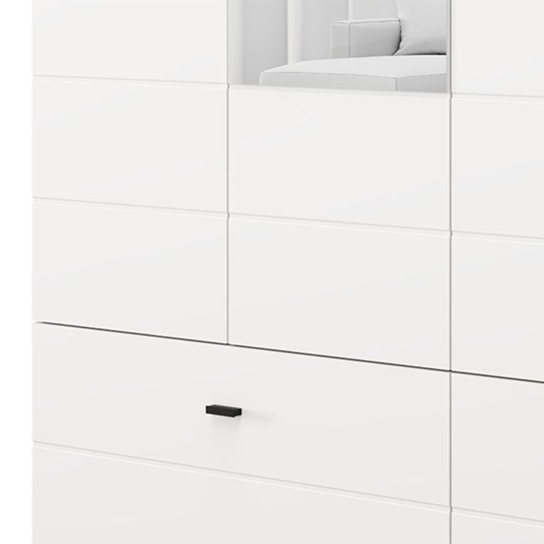 Guardaroba Grande Bianco Opaco Nero 2 Ripiani 2 Cassetti 155x208h cm, Appendiabiti - Spigno