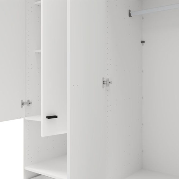 Guardaroba Grande Bianco Opaco Nero 4 Ripiani un Cassetto 155x208h cm, Appendiabiti - Omete