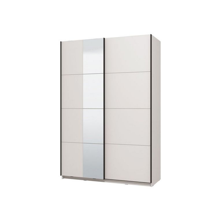 Guardaroba Grande Bianco Opaco Nero Appendiabiti 2 Ripiani 145.5x217.5h cm, Apertura Scorrevole - Pasturo