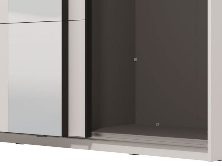 Guardaroba Grande Bianco Opaco Nero Appendiabiti 2 Ripiani 145.5x217.5h cm, Apertura Scorrevole - Pasturo