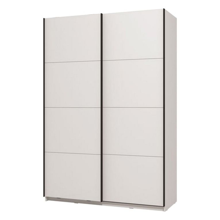Guardaroba Grande Bianco Opaco Nero Appendiabiti 2 Ripiani 145.5x217.5h cm, Apertura Scorrevole - Tredozio