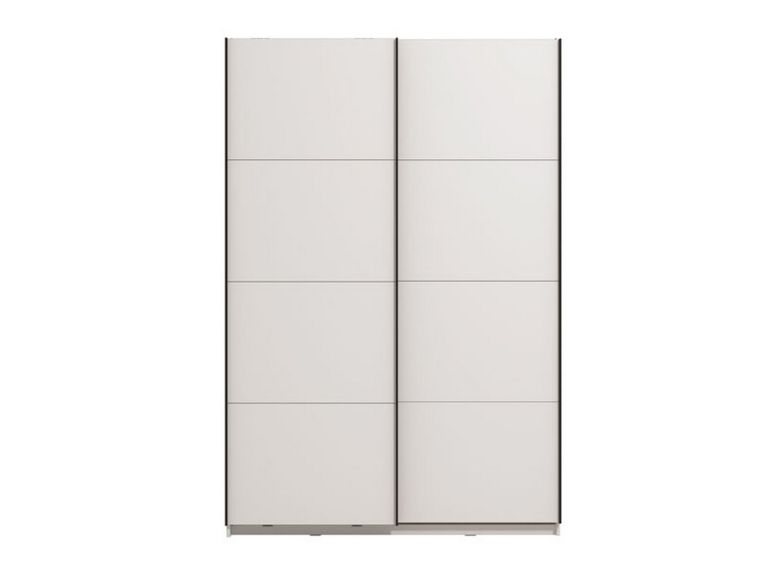 Guardaroba Grande Bianco Opaco Nero Appendiabiti 2 Ripiani 145.5x217.5h cm, Apertura Scorrevole - Tredozio