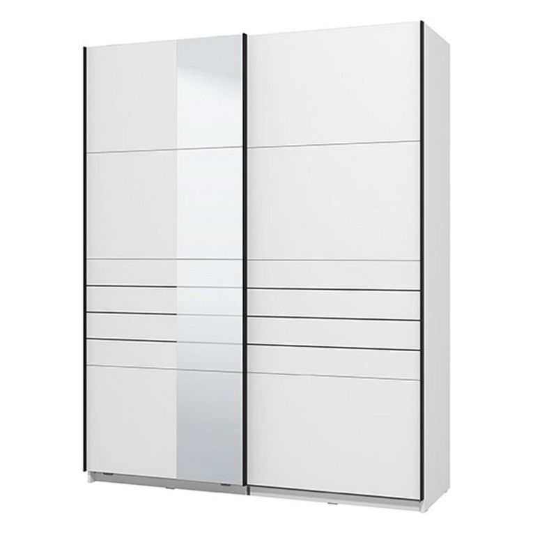 Guardaroba Grande Bianco Opaco Nero Appendiabiti 2 Ripiani 145.5x217.5h cm, Apertura Scorrevole - Vialone