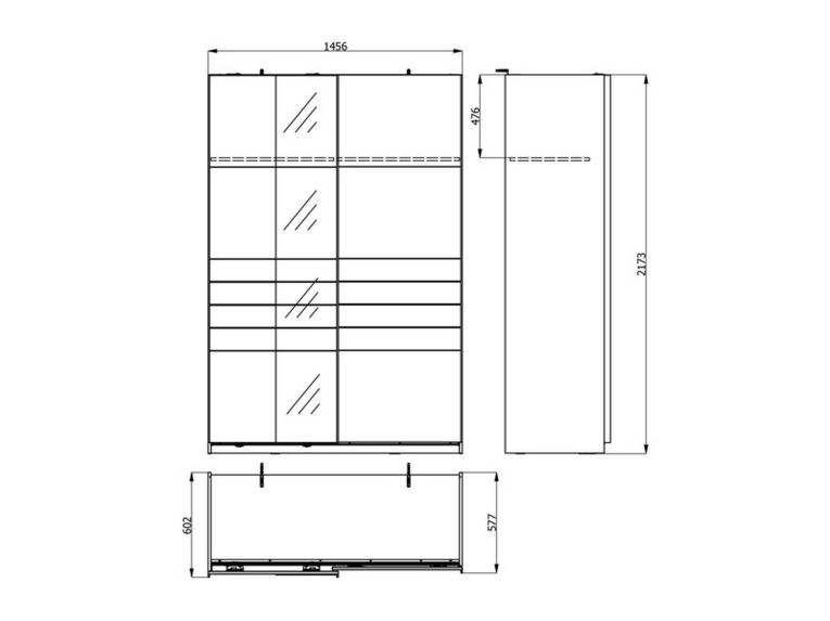Guardaroba Grande Bianco Opaco Nero Appendiabiti 2 Ripiani 145.5x217.5h cm, Apertura Scorrevole - Vialone