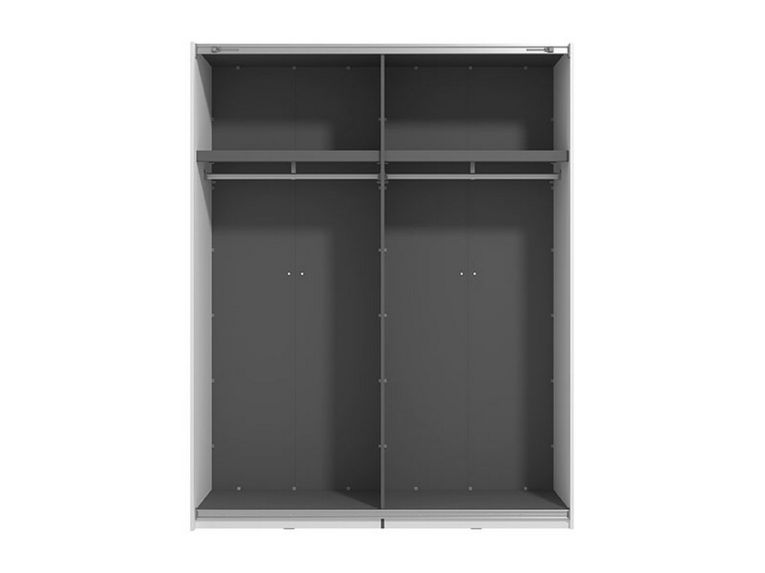 Guardaroba Grande Bianco Opaco Nero Appendiabiti 2 Ripiani 145.5x217.5h cm, Apertura Scorrevole - Vialone