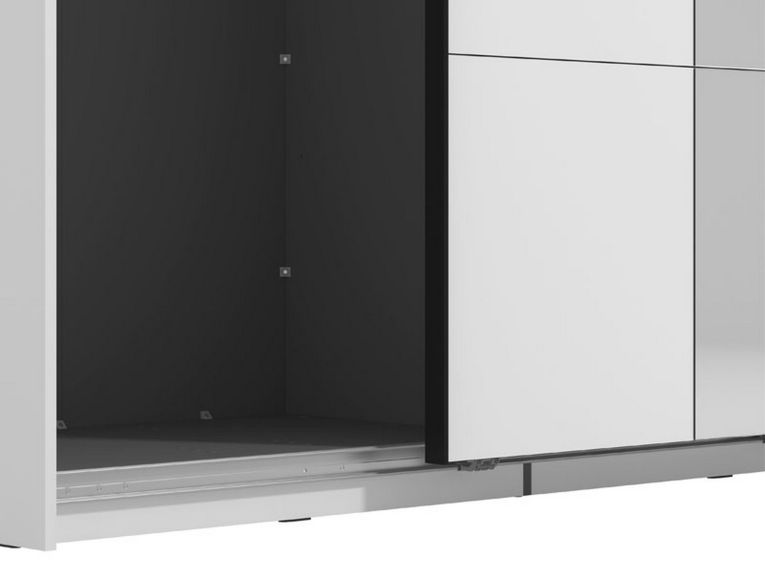 Guardaroba Grande Bianco Opaco Nero Appendiabiti 2 Ripiani 145.5x217.5h cm, Apertura Scorrevole - Vialone