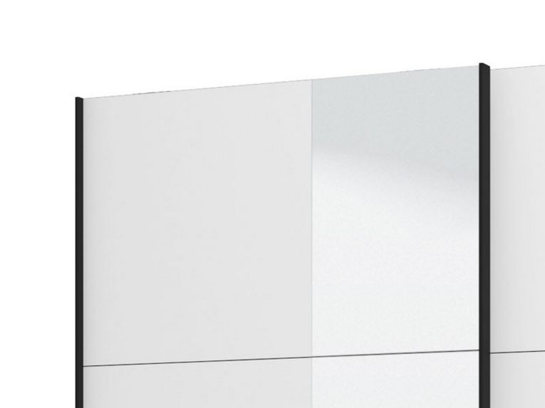 Guardaroba Grande Bianco Opaco Nero Appendiabiti 2 Ripiani 145.5x217.5h cm, Apertura Scorrevole - Vialone