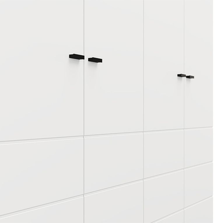 Guardaroba Grande Bianco Opaco Nero Appendiabiti 2 Ripiani 155x208h cm, 4 Vani - Soris