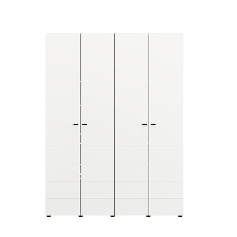 Guardaroba Grande Bianco Opaco Nero Appendiabiti 2 Ripiani 155x208h cm, 4 Vani - Soris