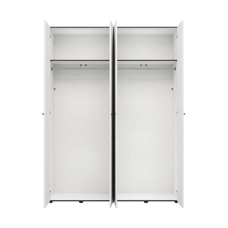 Guardaroba Grande Bianco Opaco Nero Appendiabiti 2 Ripiani 155x208h cm, 4 Vani - Soris
