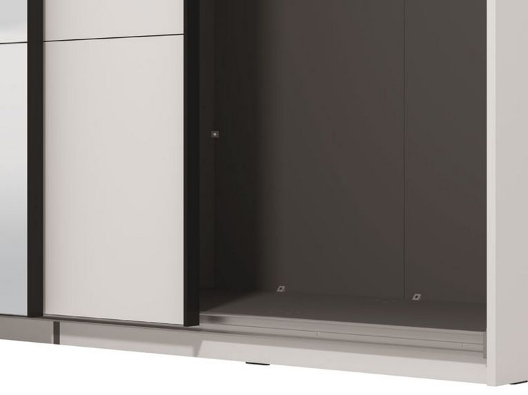 Guardaroba Grande Bianco Opaco Nero Appendiabiti 2 Ripiani 195x217.5h cm, Apertura Scorrevole - Porlezza